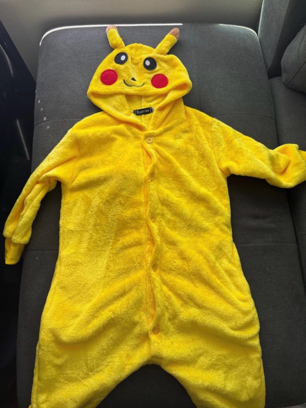 Pikachu-Inspired Yellow Plush Kids Hooded Footie Pajamas